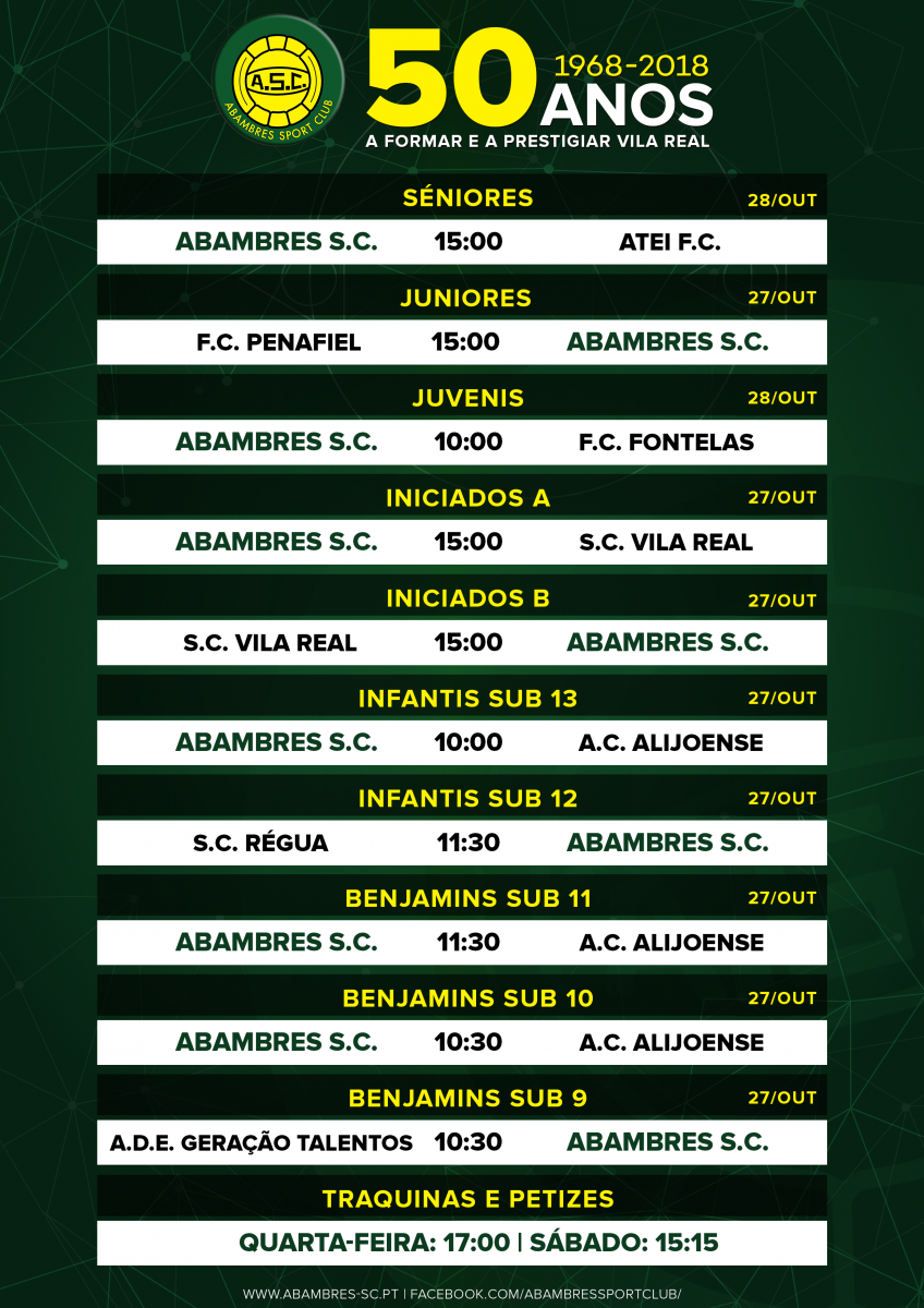 Cartaz de Jogos - 27 e 28 de Outubro